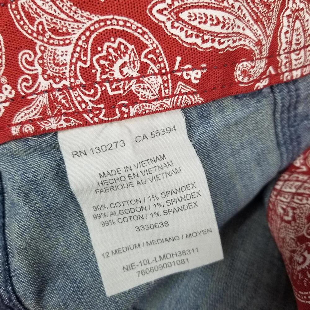Lee Denim Capri Jhorts Womens 12 Med Blue Jean Roll-tab Hem Y2K - Picture 9 of 11